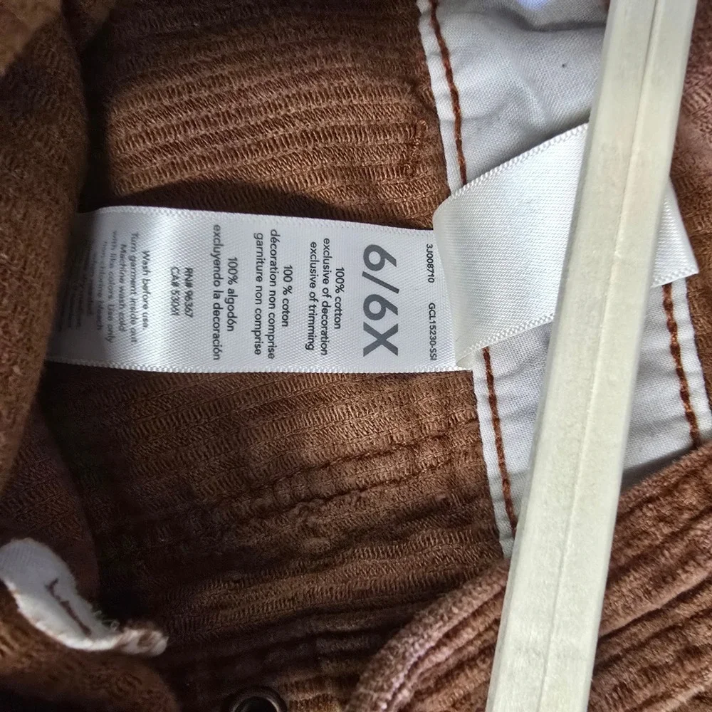 OshKosh Bgosh Girls Brown Corduroy Jumper‎ Dress Overall 6/6X